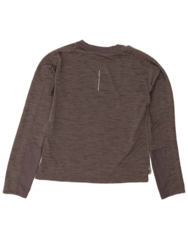 NIKE Womens Dri Fit Top Long Sleeve UK 10 Small Grey Flecked Polyester