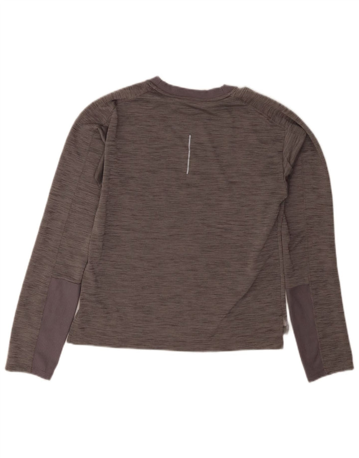 NIKE Womens Dri Fit Top Long Sleeve UK 10 Small Grey Flecked Polyester