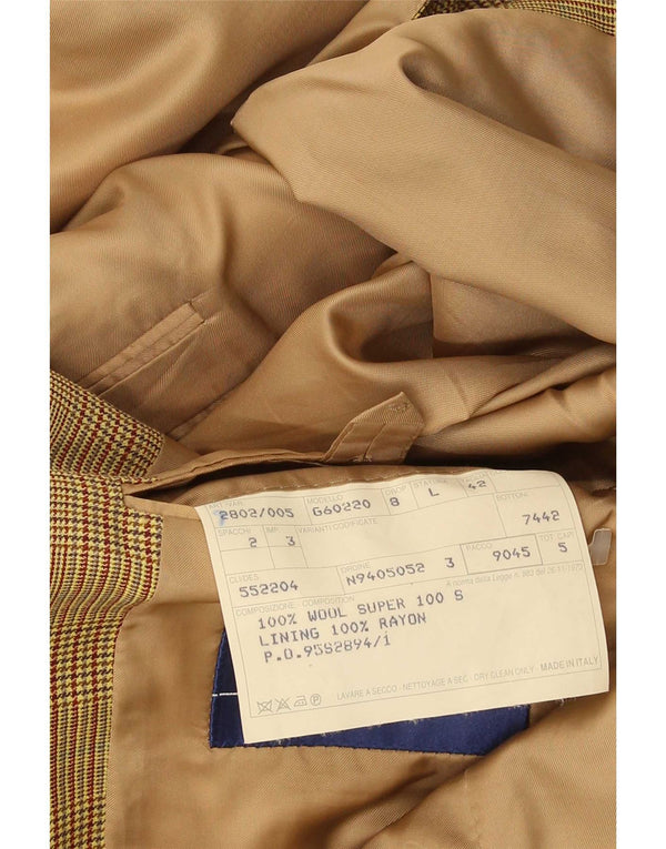 Męska marynarka zapinana na 2 guziki Gieves & Hawkes UK 42 XL, brązowa wełna w pepitkę
