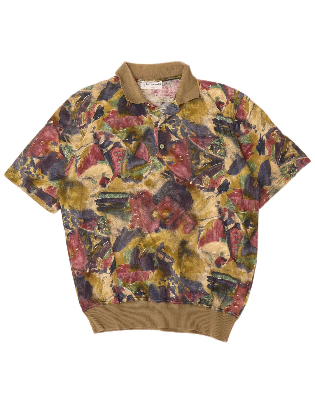 Pierre Cardin Mens Graphic Polo Shirt Medium Multicoloured Geometric Cotton