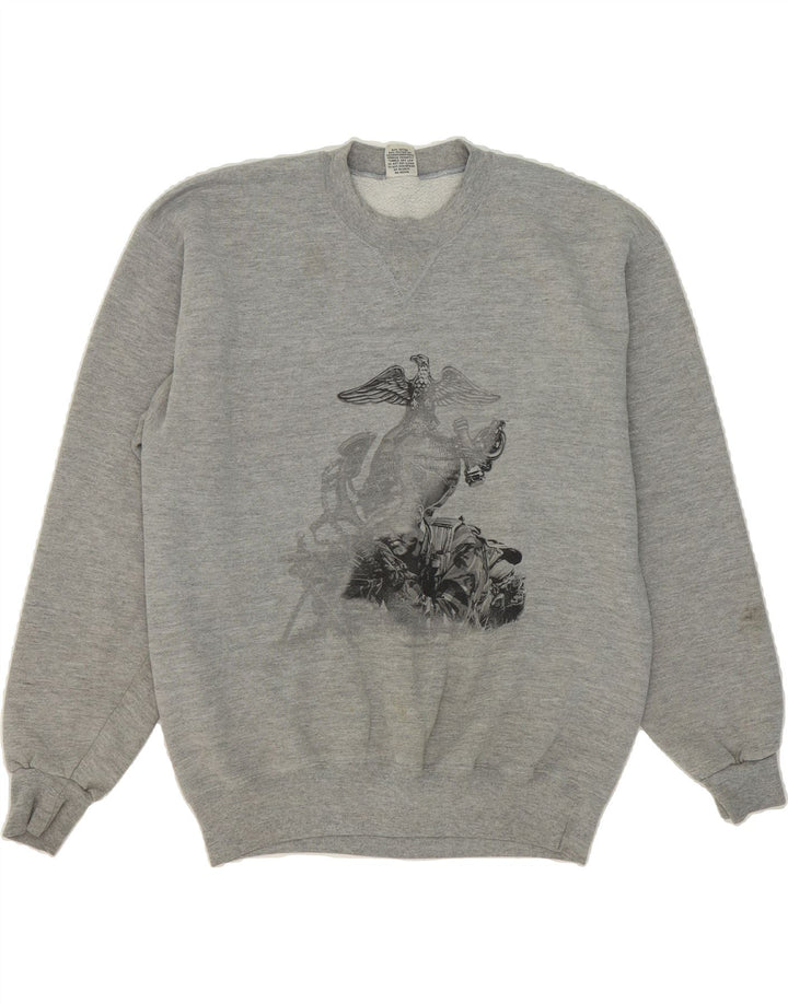 VINTAGE Mens Graphic Sweatshirt Jumper Large Grey Cotton Vintage Vintage and Second-Hand Vintage from Messina Hembry 