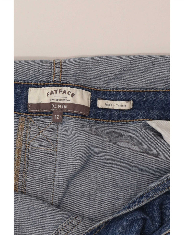 Fat Face Womens Distressed Dungarees Denim Shorts UK 12 Medium W32 Blue