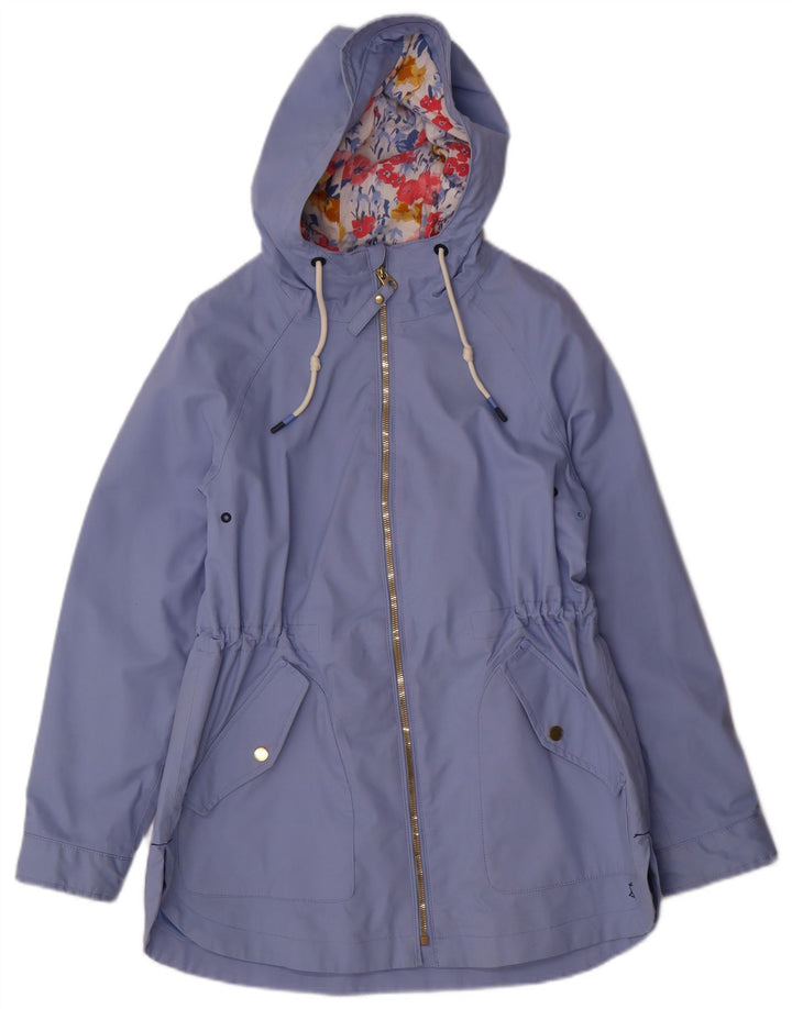 JOULES Womens Oversized Hooded Rain Jacket UK 10 Small  Blue Cotton