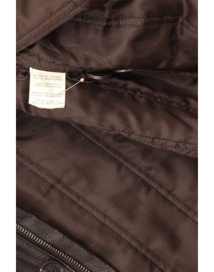 Vintage Mens Leather Coat IT 58 3XL Black