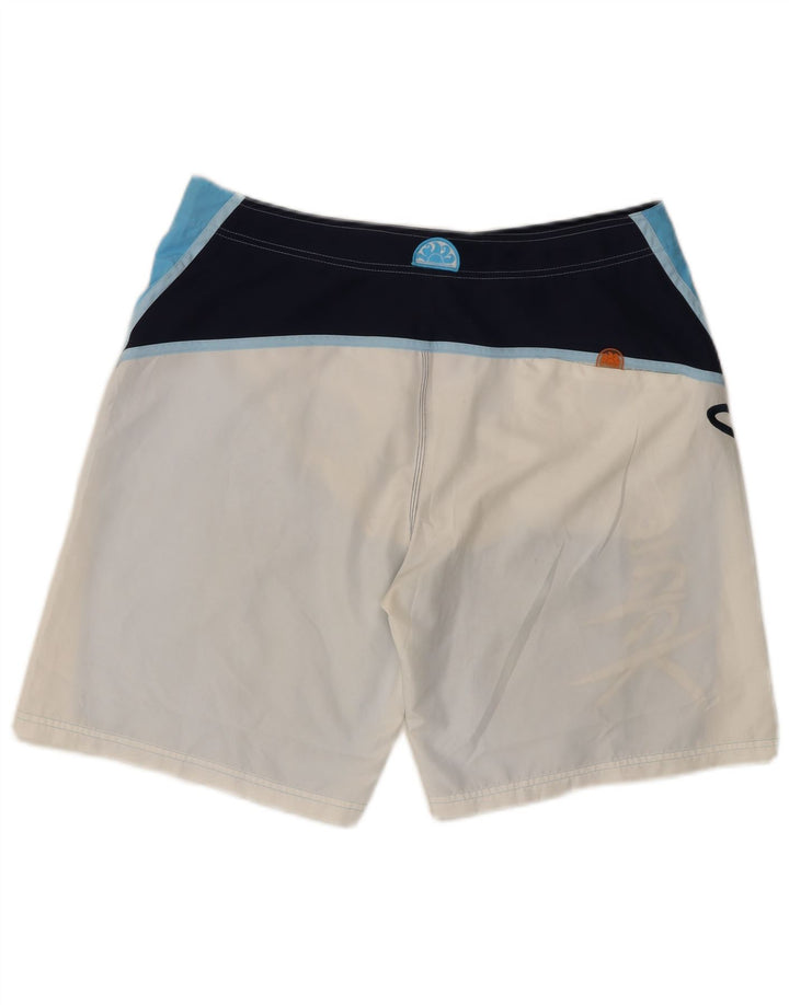 SUNDEK Mens Graphic Swimming Shorts Large  Blue Colourblock Polyester