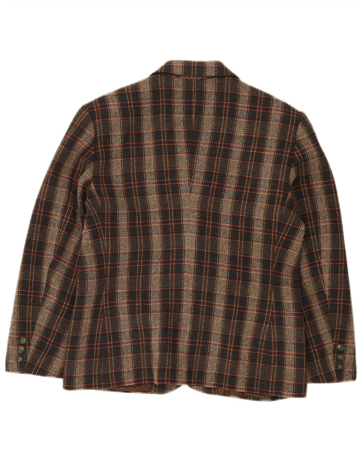 Vintage Womens 2 Button Blazer Jacket IT 44 Medium Brown Check Wool