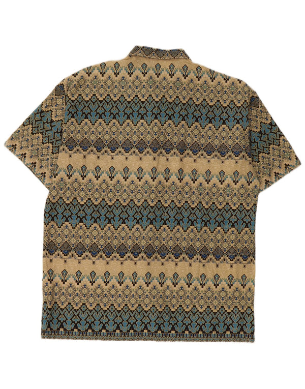 Camisa vintage de manga corta para hombre 3XL Algodón floral amarillo