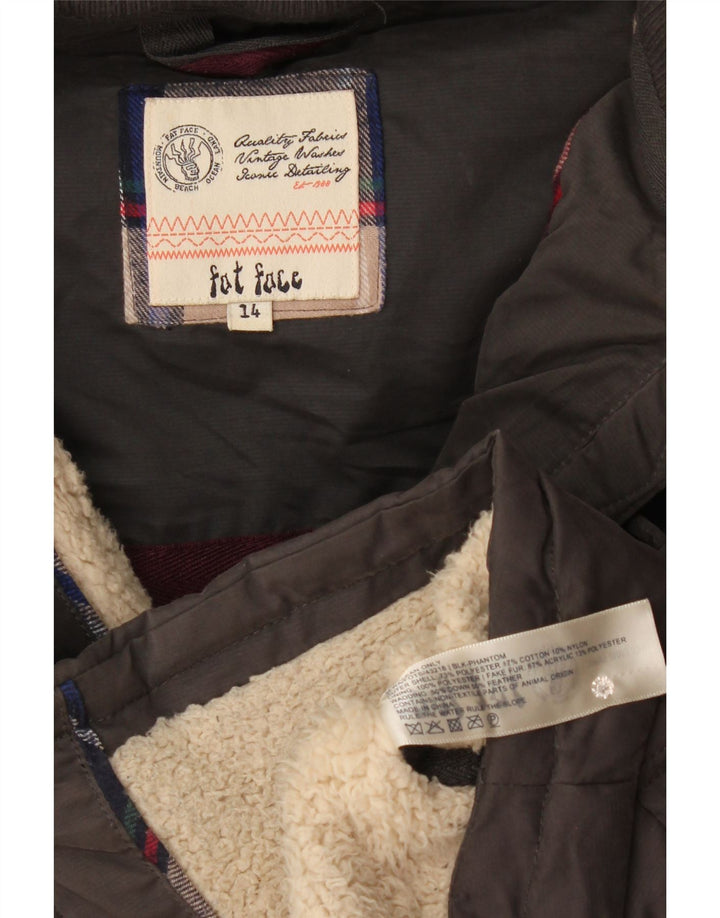 Fat Face Dame Hætte Polstret Gilet UK 14 Medium Grey Polyester