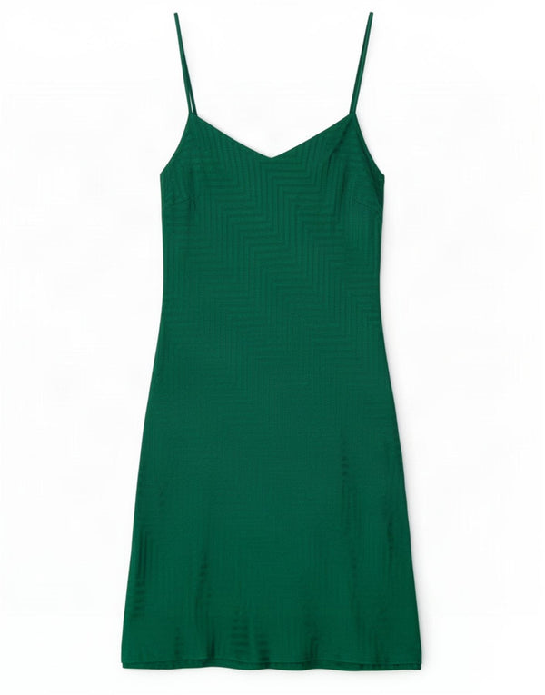 Topshop Kvinder Tall Slip Dress UK 8 Small Green Chevron Viscose