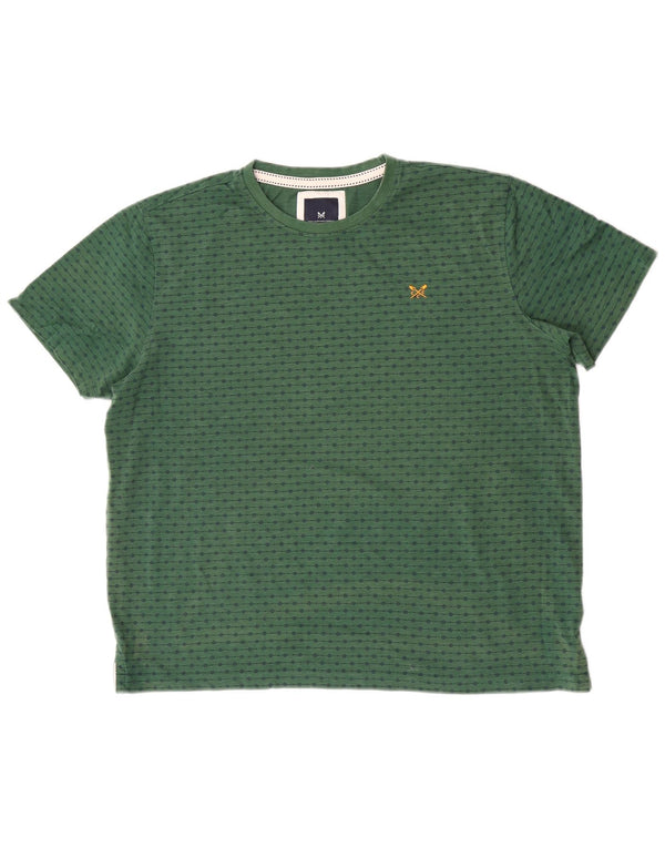 Crew Clothing Mens T-Shirt Top XL Green Polka Dot Cotton