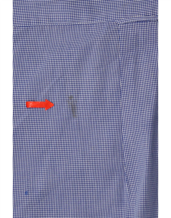 Izod Mens Shirt Large Blue Gingham Cotton