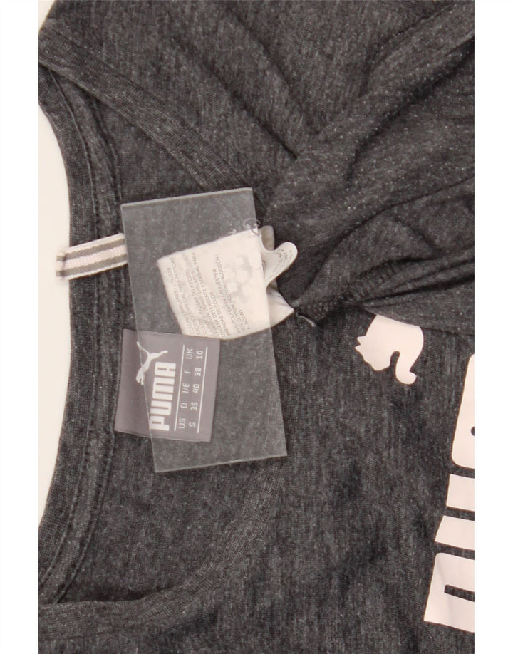 Puma Womens Graphic T-Shirt Top UK 10 Small Grey Flecked Polyester