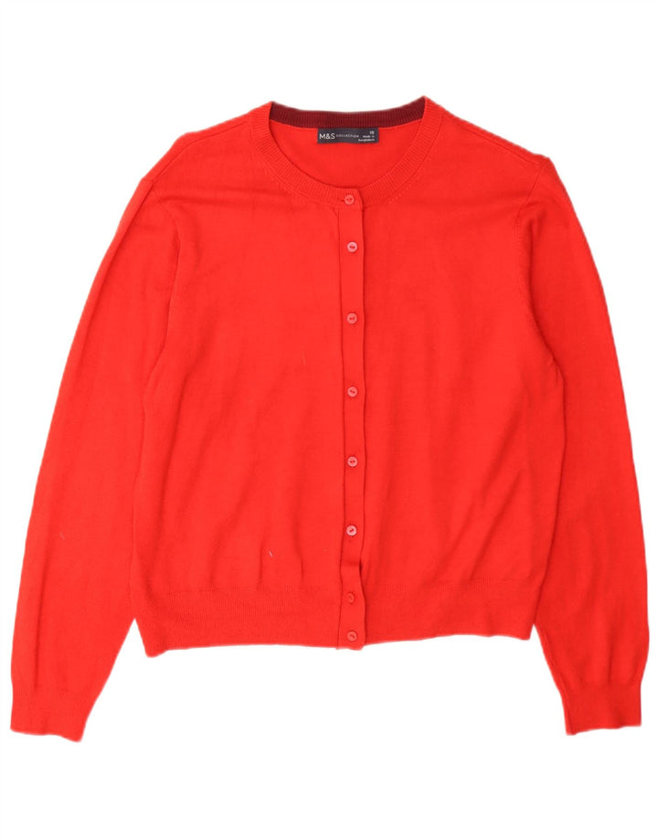 Marks & Spencer Womens Cardigan Sweater UK 16 Large Red Viscose