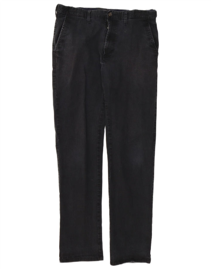 Marks & Spencer Mens Regular Chino Trousers W34 L33 Black Cotton
