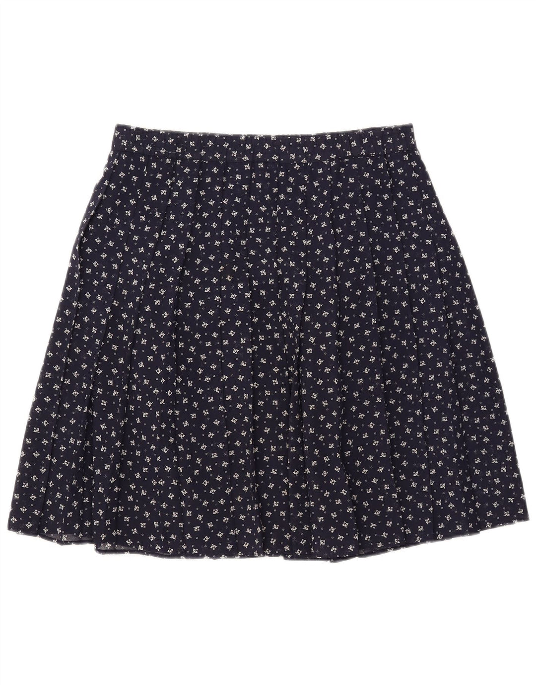 GVB Womens A-Line Skirt UK 10 Small W34  Navy Blue Floral Polyester