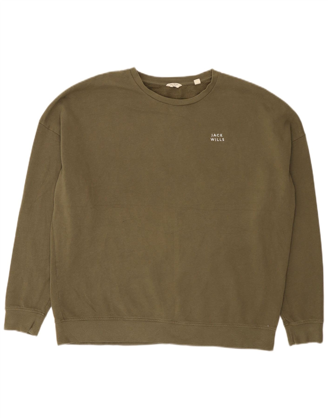 Jack Wills Womens Oversized Sweatshirt Jumper UK 16 Large Khaki Cotton