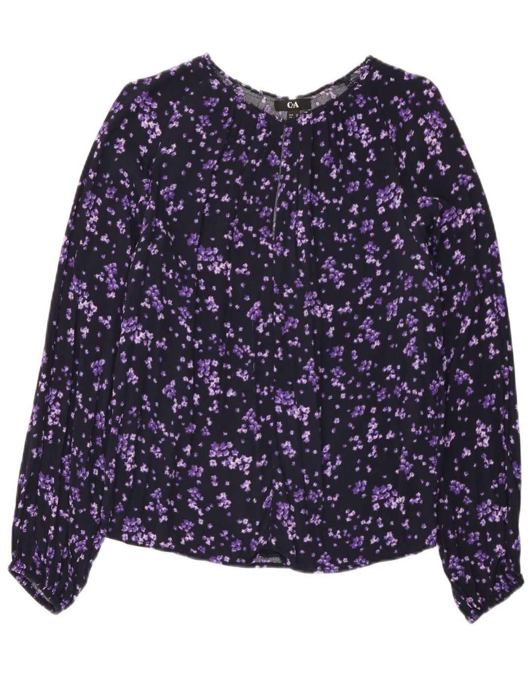 C&A Womens Blouse Top EU 38 Medium Purple Floral Viscose