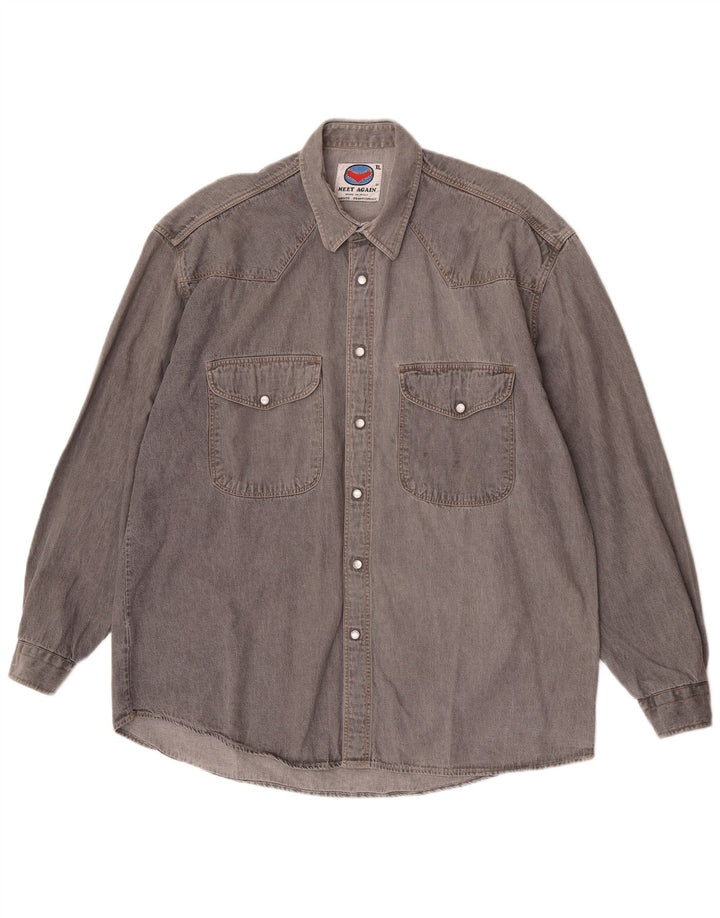 Chemise en jean homme vintage XL coton gris