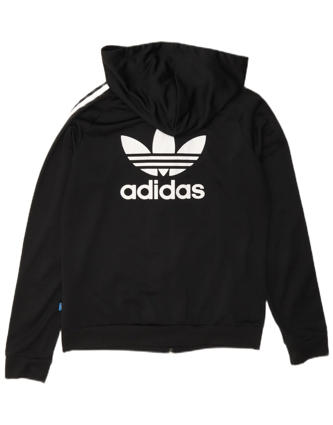 Maglione con cappuccio e zip grafica da donna Adidas UK 12 poliestere nero medio