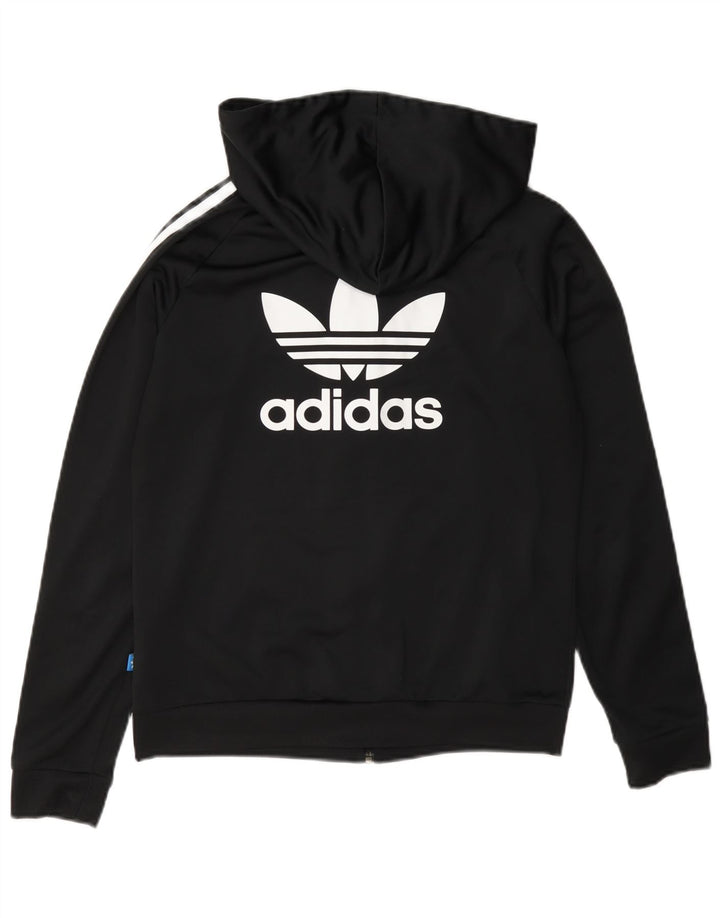 Maglione con cappuccio e zip grafica da donna Adidas UK 12 poliestere nero medio
