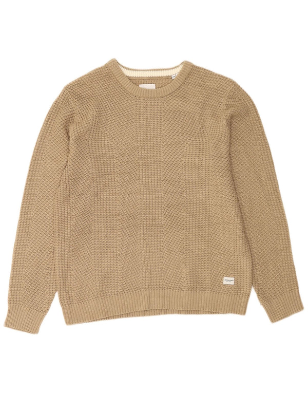 Jack & Jones Pull à col rond pour homme 2XL Beige Acrylique