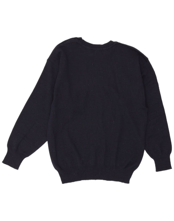 Vintage Mens Crew Neck Jumper Sweater XL Navy Blue New Wool