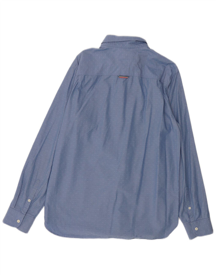 TOMMY HILFIGER Mens Regular Fit Shirt Large Blue Spotted Cotton