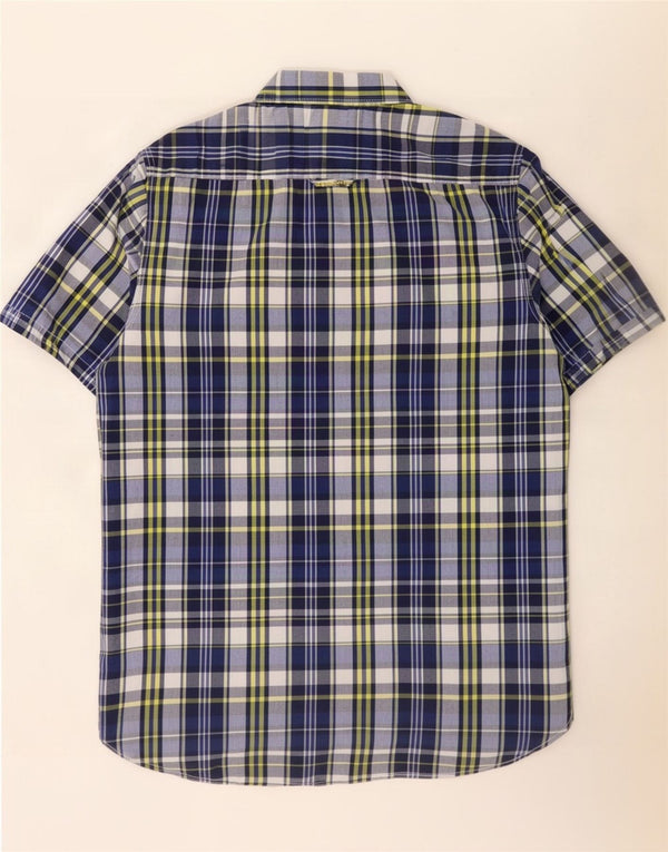 Camicia a maniche corte da uomo Superdry in cotone a quadri blu grandi