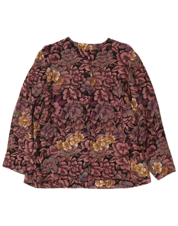Vintage mujer camisa blusa Reino Unido 18 XL púrpura floral