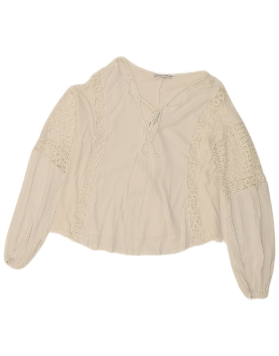 ZARA Womens Crop Blouse Top UK 14 Medium White