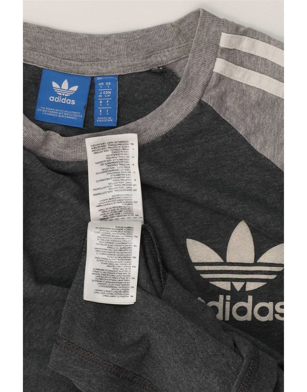 Adidas Mens T-Shirt Top Small Grey Colourblock Cotton