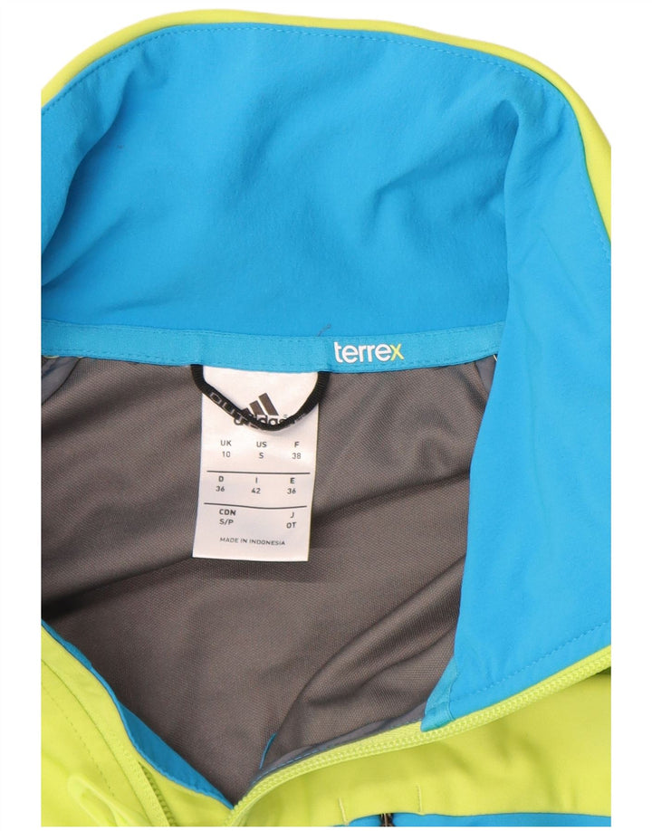 Adidas Womens Terrex Tracksuit Top Jacket UK 10 Small Green Colourblock
