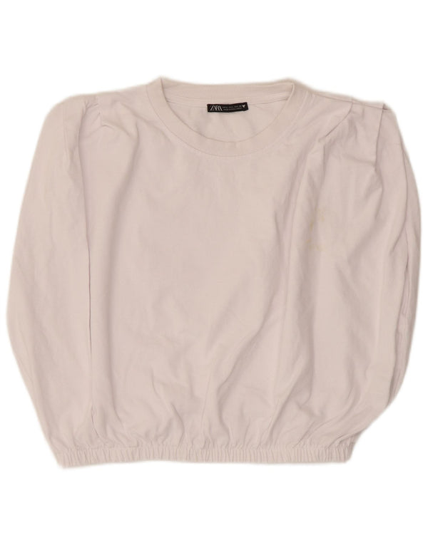 Zara Womens Sleeveless Sweatshirt Jumper UK 16 Large White Cotton