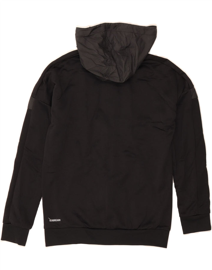 ADIDAS Boys Zip Hoodie Sweater 11-12 Years Black Polyester Vintage Adidas and Second-Hand Adidas from Messina Hembry 