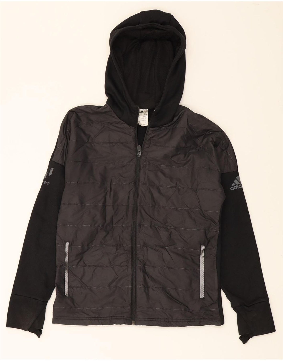 ADIDAS Boys MESSI Tracksuit Top Jacket 13-14 Years Black Colourblock Vintage Adidas and Second-Hand Adidas from Messina Hembry 