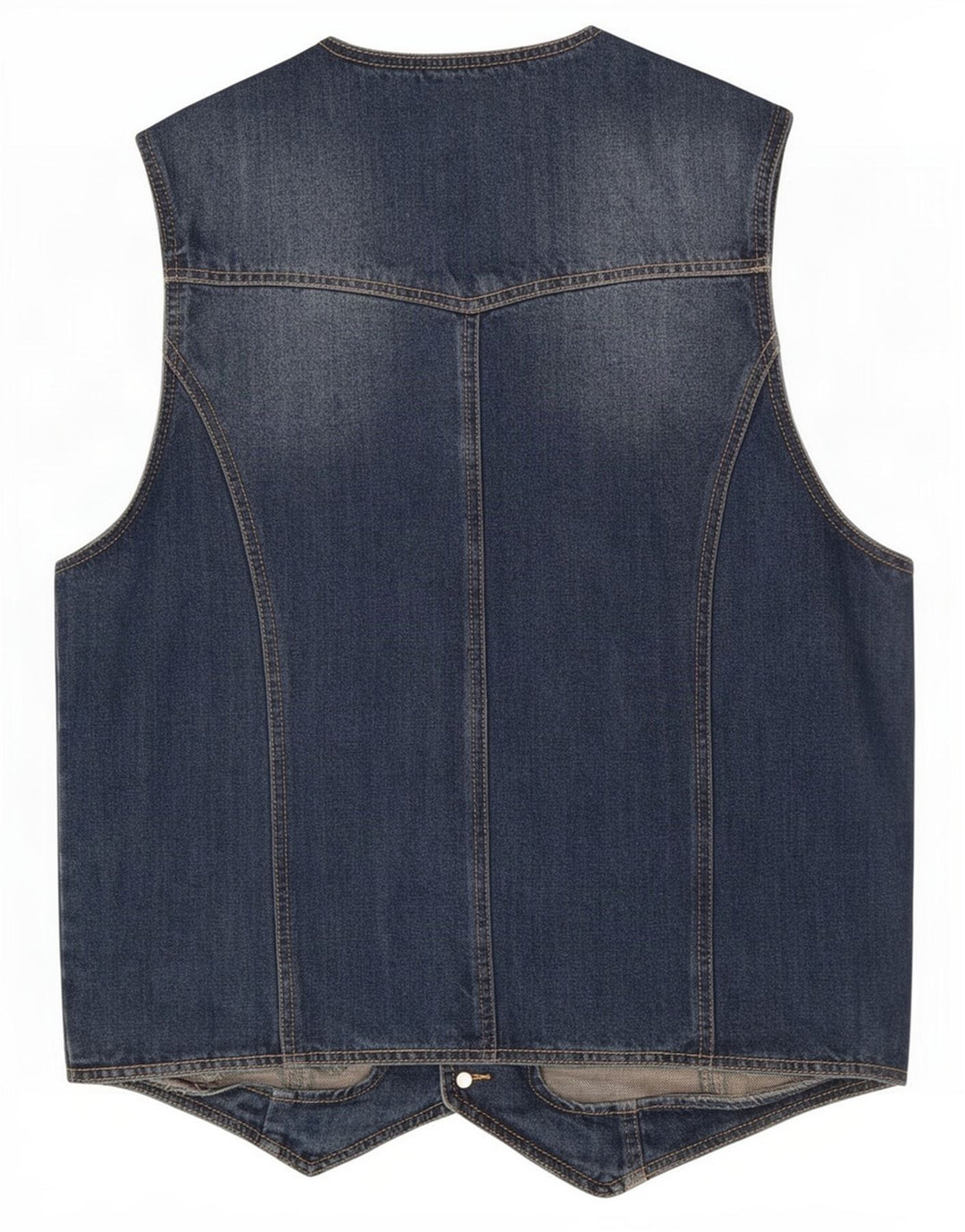 Vintage Mens Denim Waistcoat IT 52 Large Blue Cotton