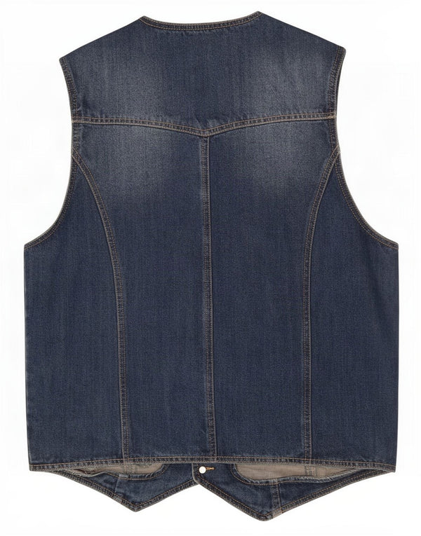 vintage Mens Denim Gilet IT 52 Grand Coton Bleu