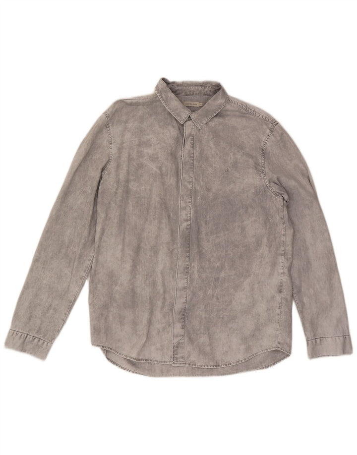 Calvin Klein Jeans Mens Denim Shirt XL Grey Cotton
