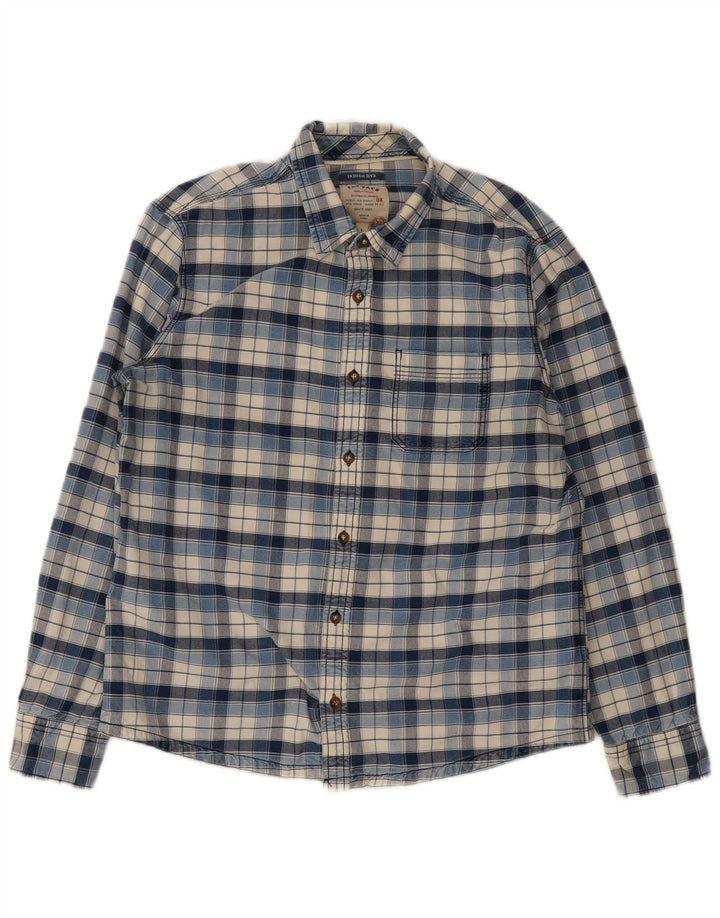 Camicia da uomo in flanella Fat Face, cotone a quadri blu grande