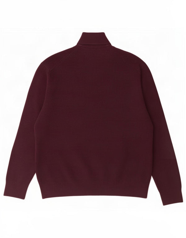 Marks & Spencer Herre Zip Neck Jumper Sweater 3XL Burgundy Polyester