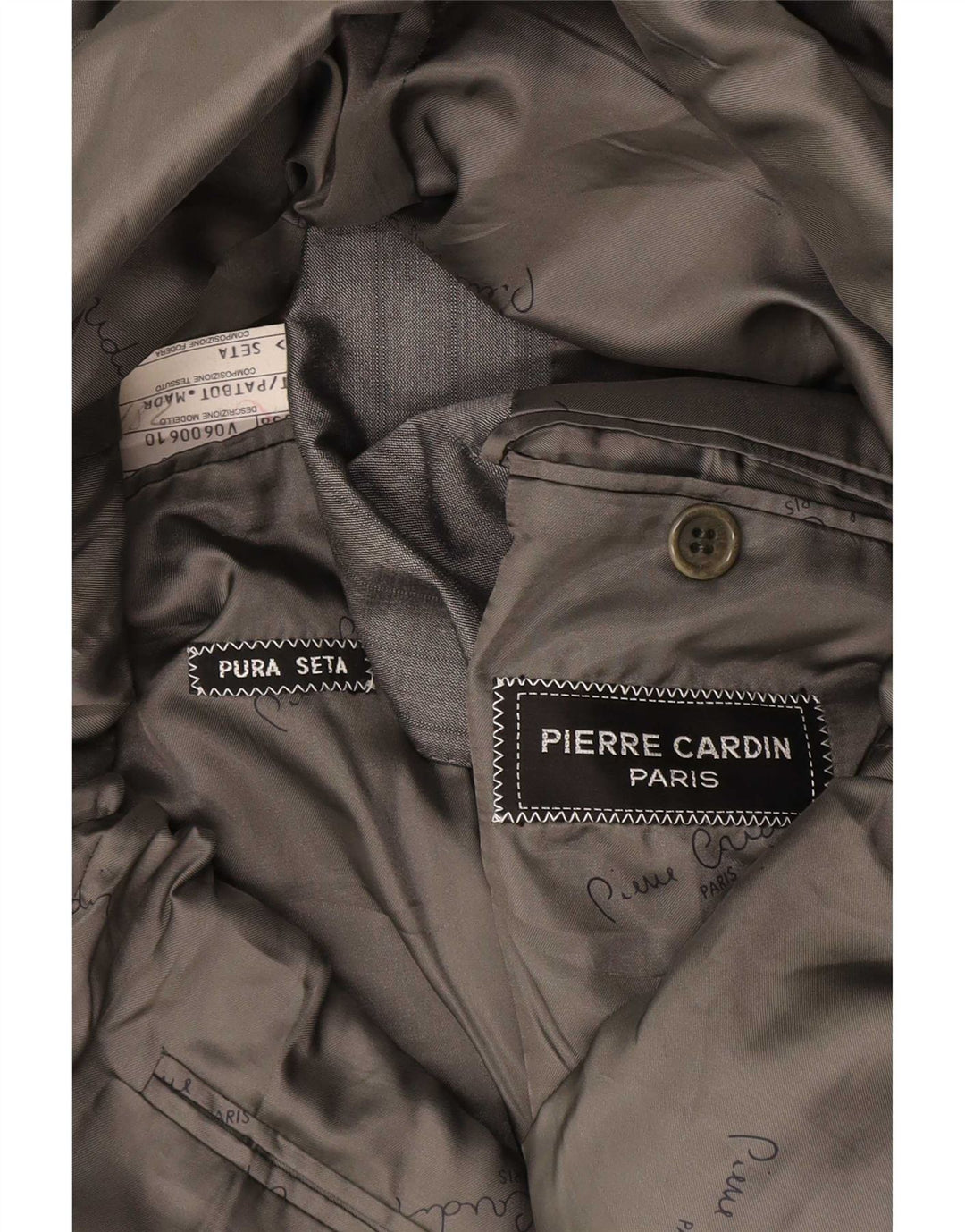 Pierre Cardin muška jakna sako s 2 gumba UK 38 srednje siva prugasta svila