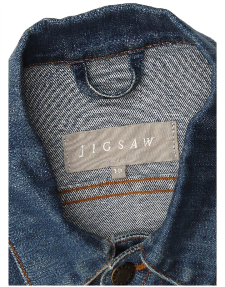 Женская укороченная джинсовая куртка Jigsaw UK 10, маленький синий хлопок