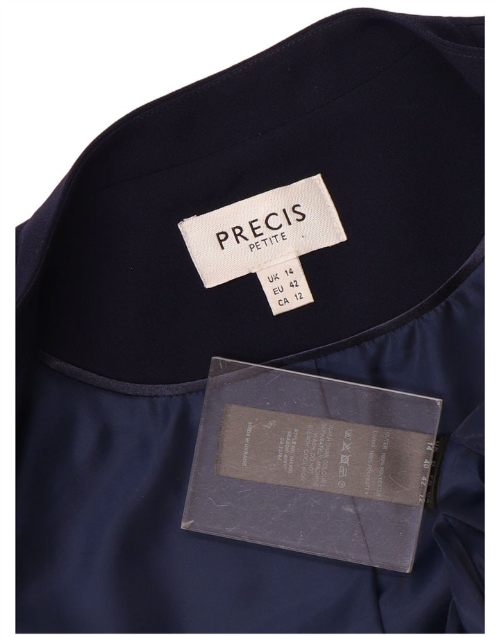 PRECIS Womens Crop Open Blazer Jacket UK 14 Medium Navy Blue Polyester