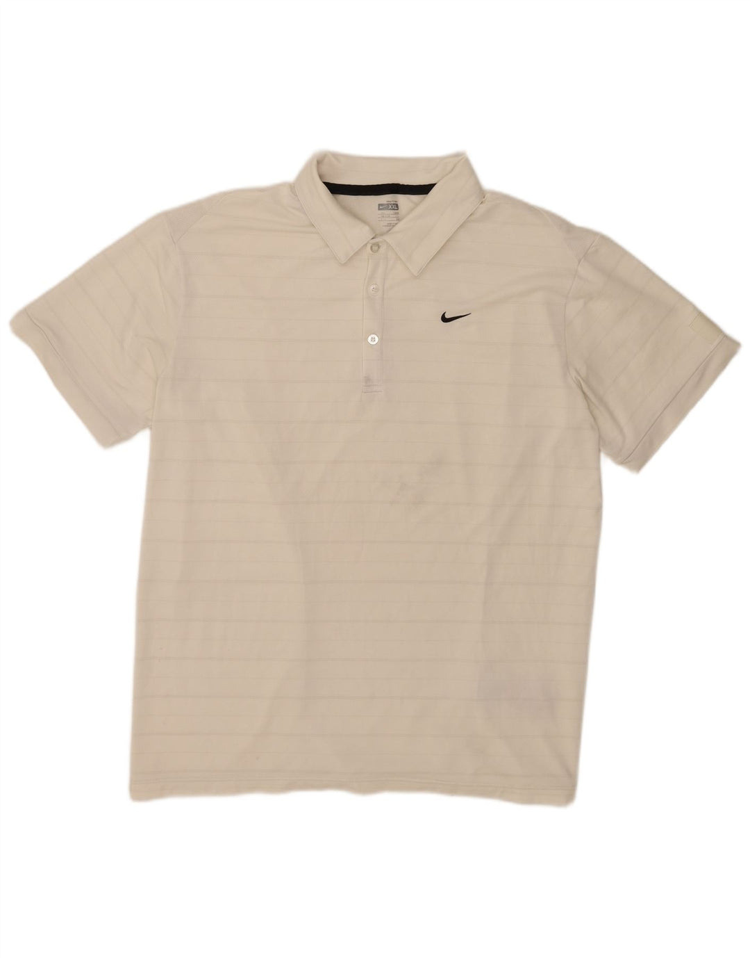 Nike Mens Polo Shirt UK 47/48 2XL White Striped Polyester