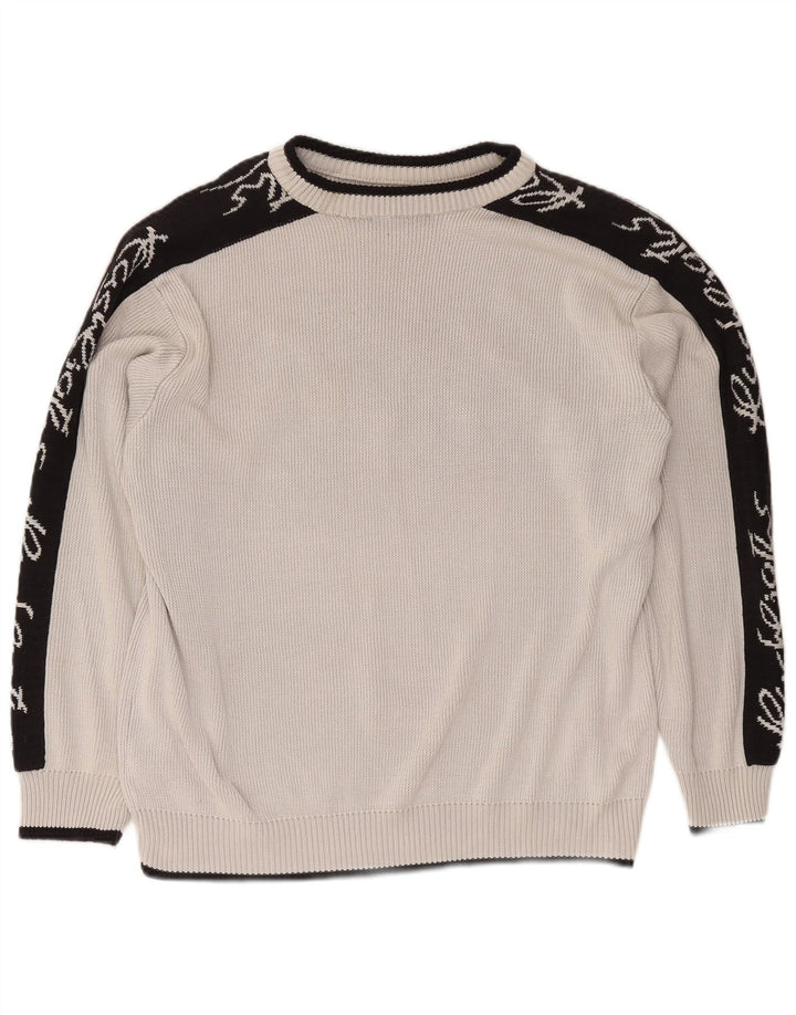 Flash Lights Herren-Pullover mit grafischem U-Boot-Ausschnitt, groß, Grau, Farbblock