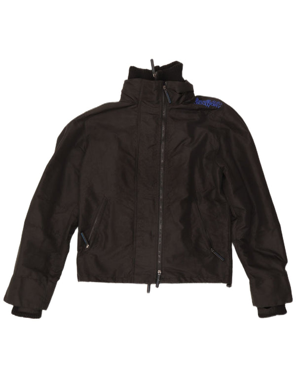 Superdry Damen Graphic Regenjacke UK 14 Medium Schwarz