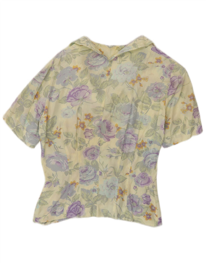 mabb Damen Kurzarm-Hemdbluse UK 12 Medium Mehrfarbig mit Blumenmuster