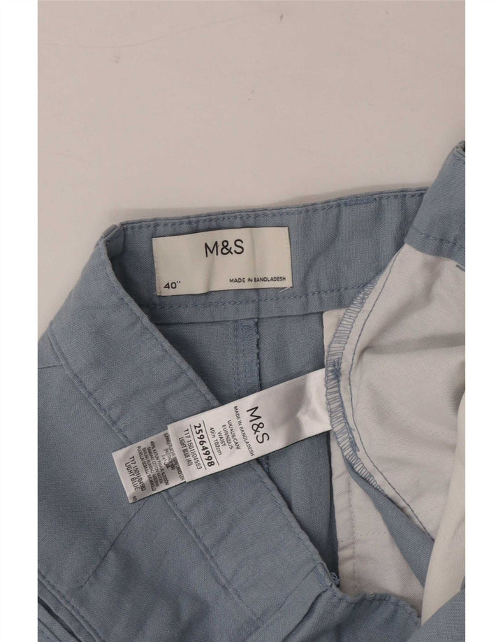 Marks & Spencer Mens Chino Shorts W40 XL Blue Linen