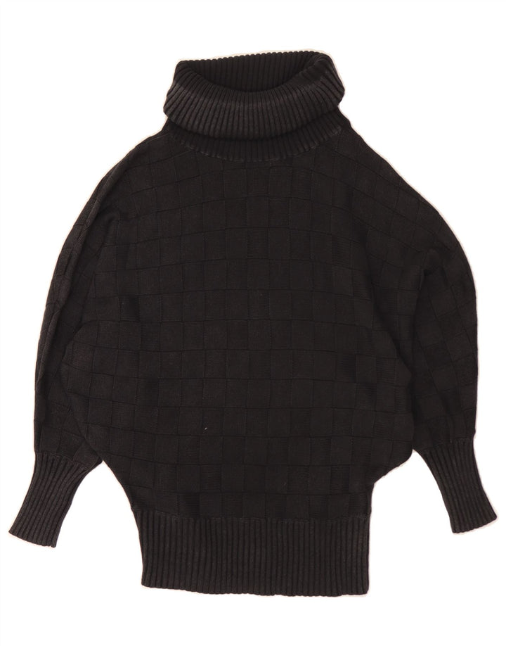 SKUNKFUNK Womens Roll Neck Jumper Sweater UK 12 Medium Black Geometric Vintage Skunkfunk and Second-Hand Skunkfunk from Messina Hembry 
