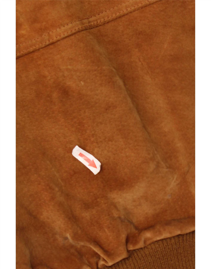 Vintage Mens Suede Bomber Jacket UK 40 Large Brown Polyester